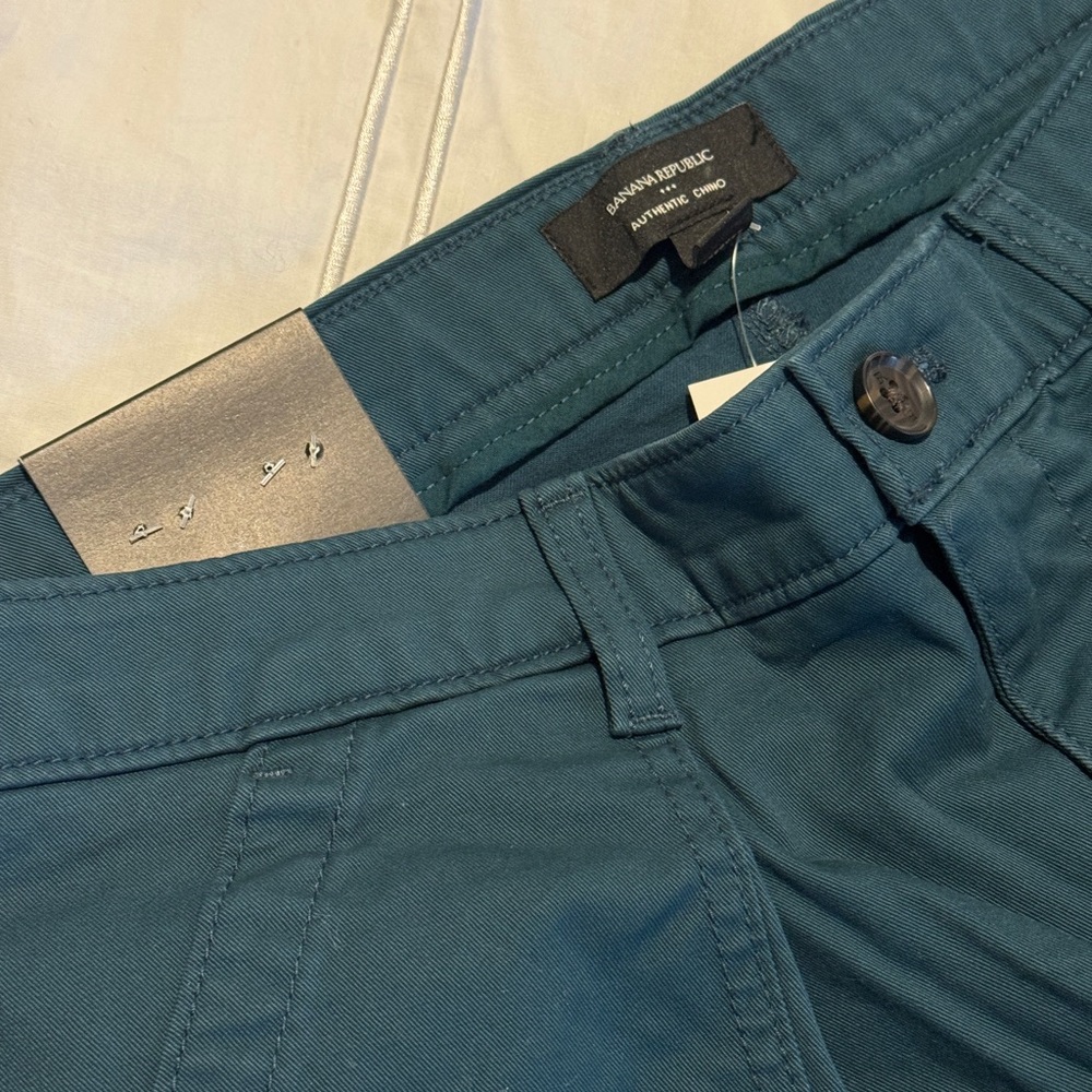 Banana Republic Factory Authentic Chino Barrel Pants in teal NWT size 12 - Picture 3 of 5